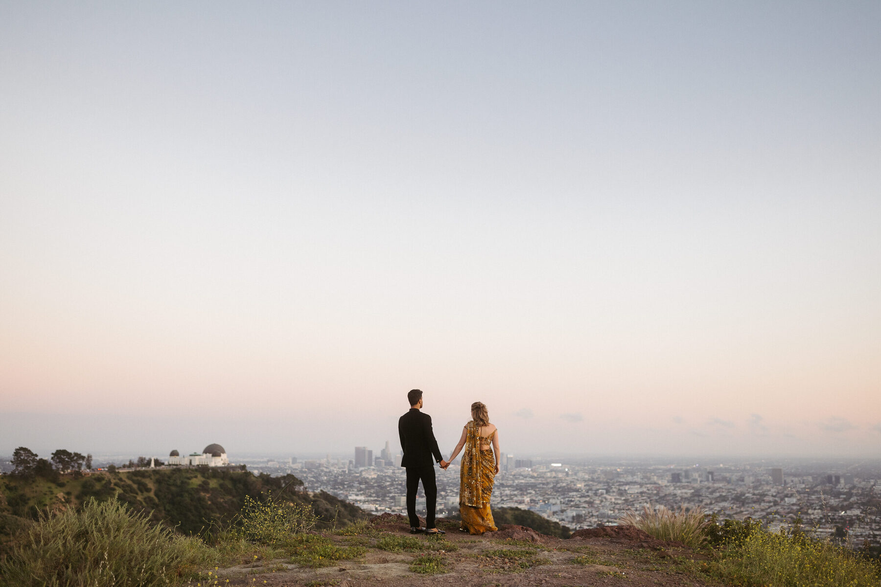 Alex and Saahas overlooking the Los Angeles skyline