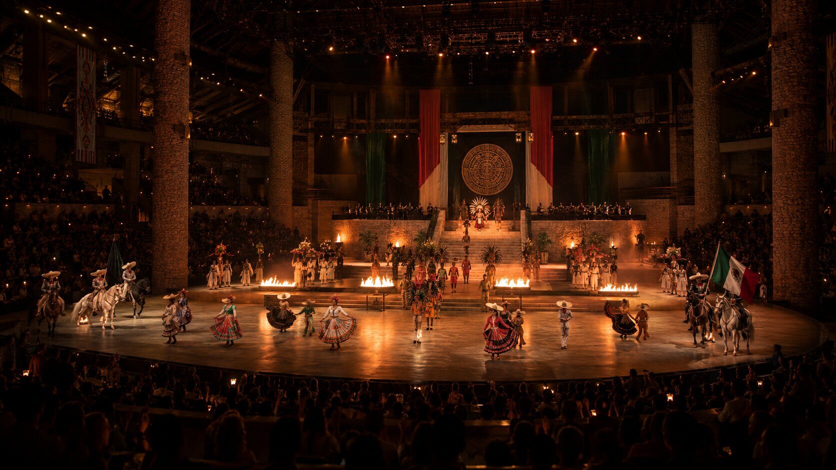México Espectacular performed inside Xcaret's covered amphitheater